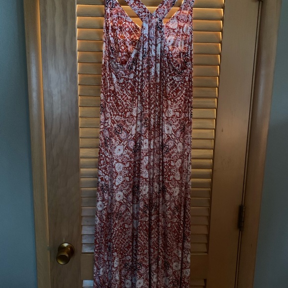 Maxi dress.  Rust, cream and blues - Picture 1 of 3
